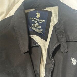 U.S. Polo Assn. Black Windbreaker Jacket Lightweight Classic